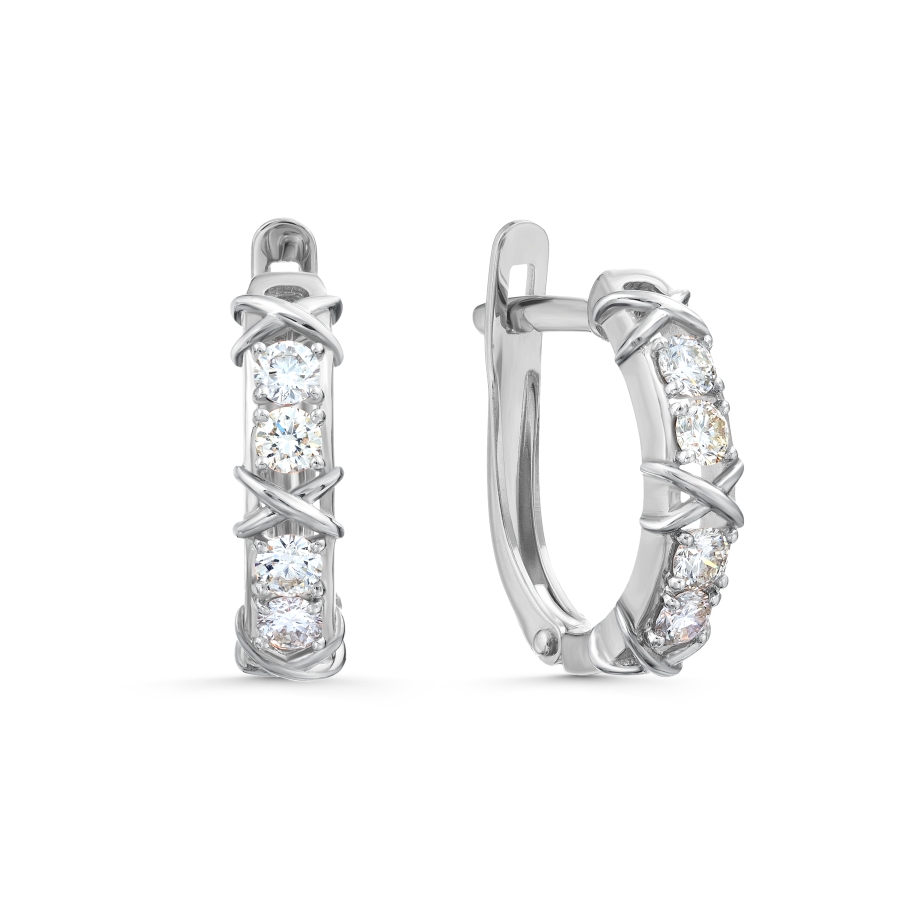 Cercei din aur alb cu pietre Diamant
