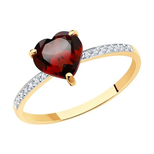Inel din aur roșu cu Cubic Zirconia Incolor, Granat