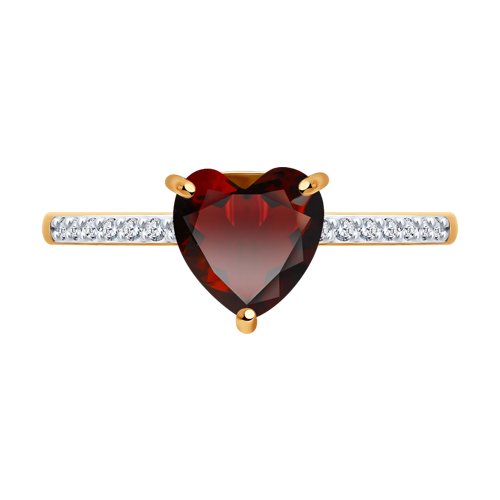 Inel din aur roșu cu pietre Cubic Zirconia Incolor, Granat