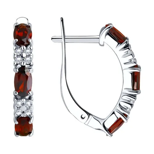 Cercei din argint cu Cubic Zirconia Incolor, Granat