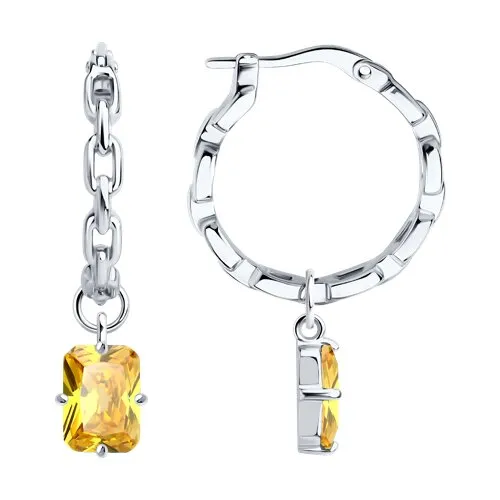 Cercei Creole din argint cu Cubic Zirconia Galben