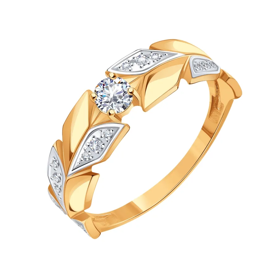 Inel din aur roșu cu Cubic Zirconia Incolor