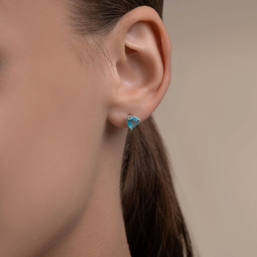 Cercei Pusete din argint  cu pietre Cubic Zirconia Albastru