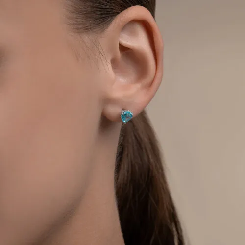 Cercei Pusete din argint cu Cubic Zirconia Albastru