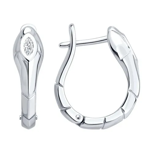 Серьги из серебра с камнями Фианит