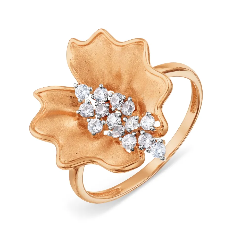 Inel din aur roșu cu Cubic Zirconia Incolor