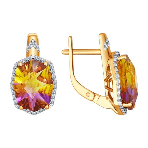 Cercei din aur roșu cu pietre Cubic Zirconia Incolor, Sital Ametrin (sint.)