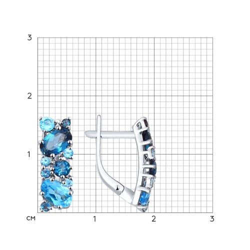 Cercei din aur roșu cu pietre Cubic Zirconia Albastru Safir, Topaz Swiss și Topaz London
