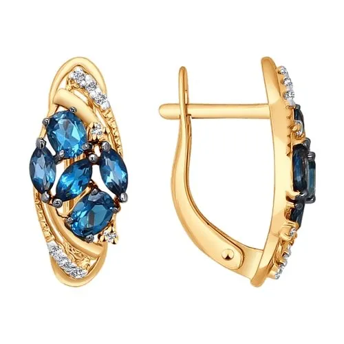 Cercei din aur roșu cu Cubic Zirconia Incolor, Topaz London