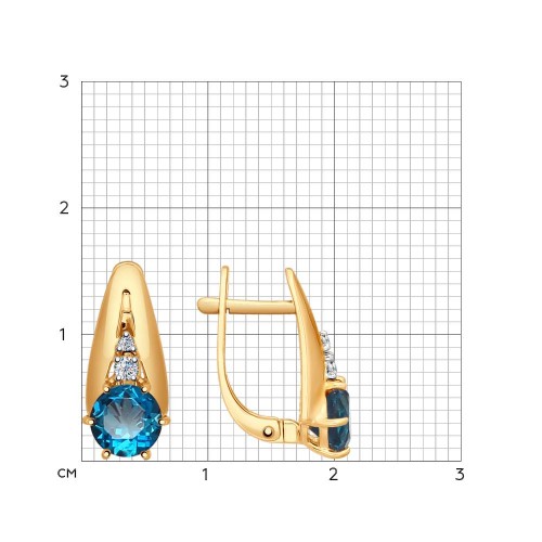 Cercei din aur roșu cu pietre Cubic Zirconia Incolor, Topaz London