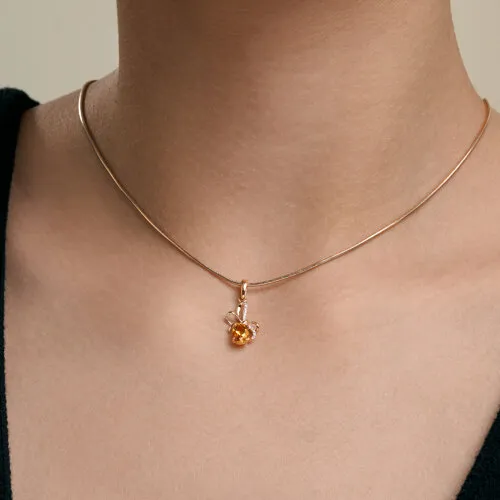 Pandantiv din aur roșu cu Cubic Zirconia Incolor, Citrin