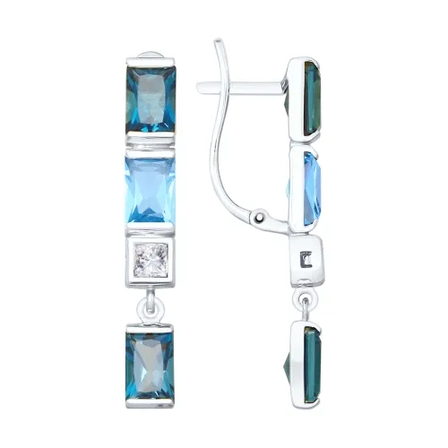 Cercei Suspendați din aur alb cu Cubic Zirconia Incolor, Topaz Swiss și Topaz London