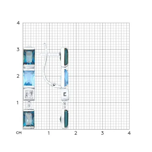 Cercei Suspendați din aur alb cu Cubic Zirconia Incolor, Topaz Swiss și Topaz London