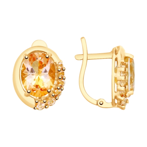 Cercei din aur roșu cu pietre Topaz Swarovski