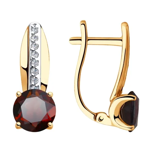 Cercei din aur roșu cu Cubic Zirconia Incolor, Granat