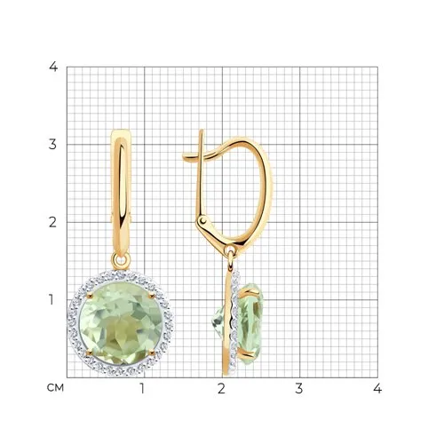 Cercei Suspendați din aur roșu cu Cubic Zirconia Incolor, Ametist verde