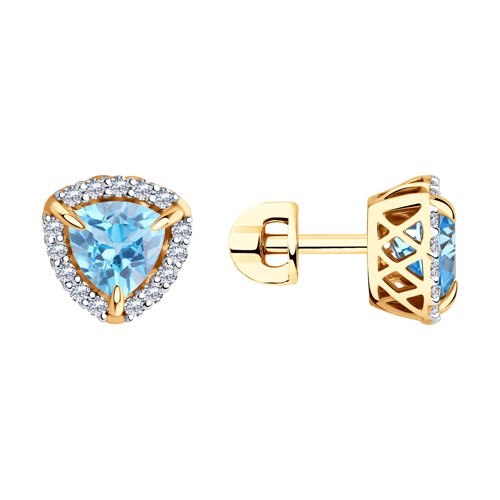 Cercei din aur roșu cu pietre Cubic zirconia, Topaz Swiss