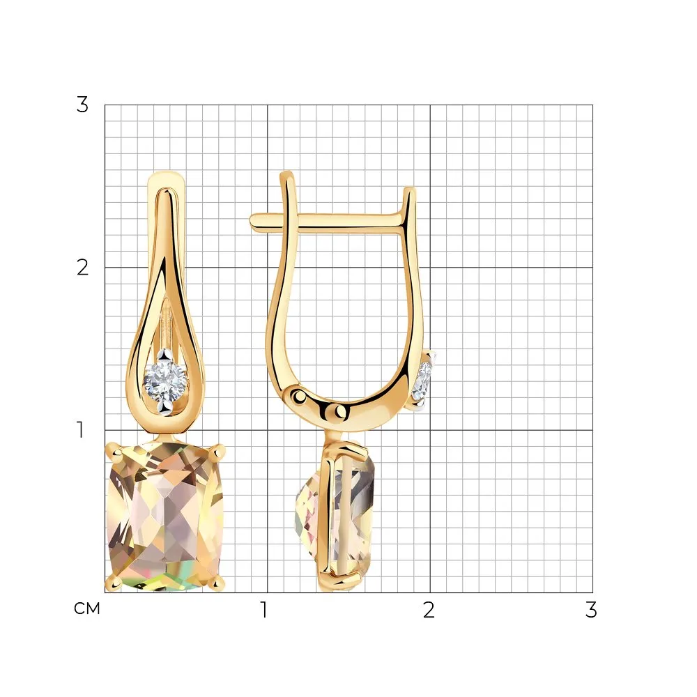 Cercei Suspendați din aur roșu cu Swarovski, Topaz roz