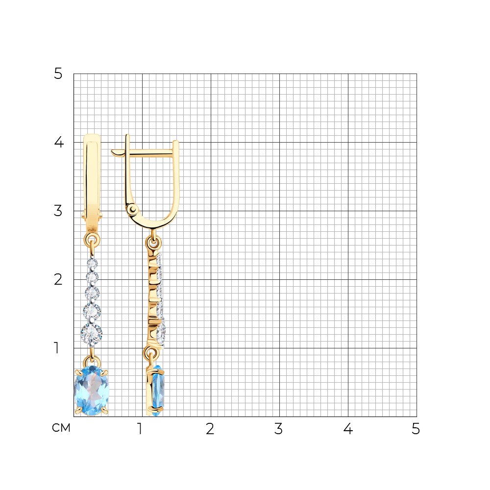 Cercei Suspendați din aur roșu cu pietre Cubic Zirconia Incolor, Topaz Swiss