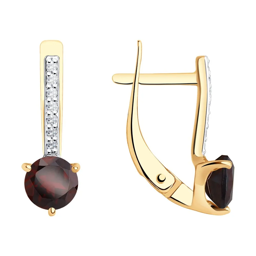 Cercei din aur roșu cu Cubic Zirconia Incolor, Granat