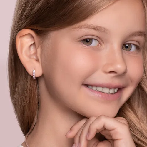 Cercei din argint cu Cubic Zirconia Roz