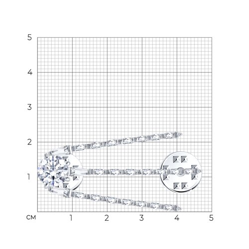 Брошь из серебра с камнями Фианит,