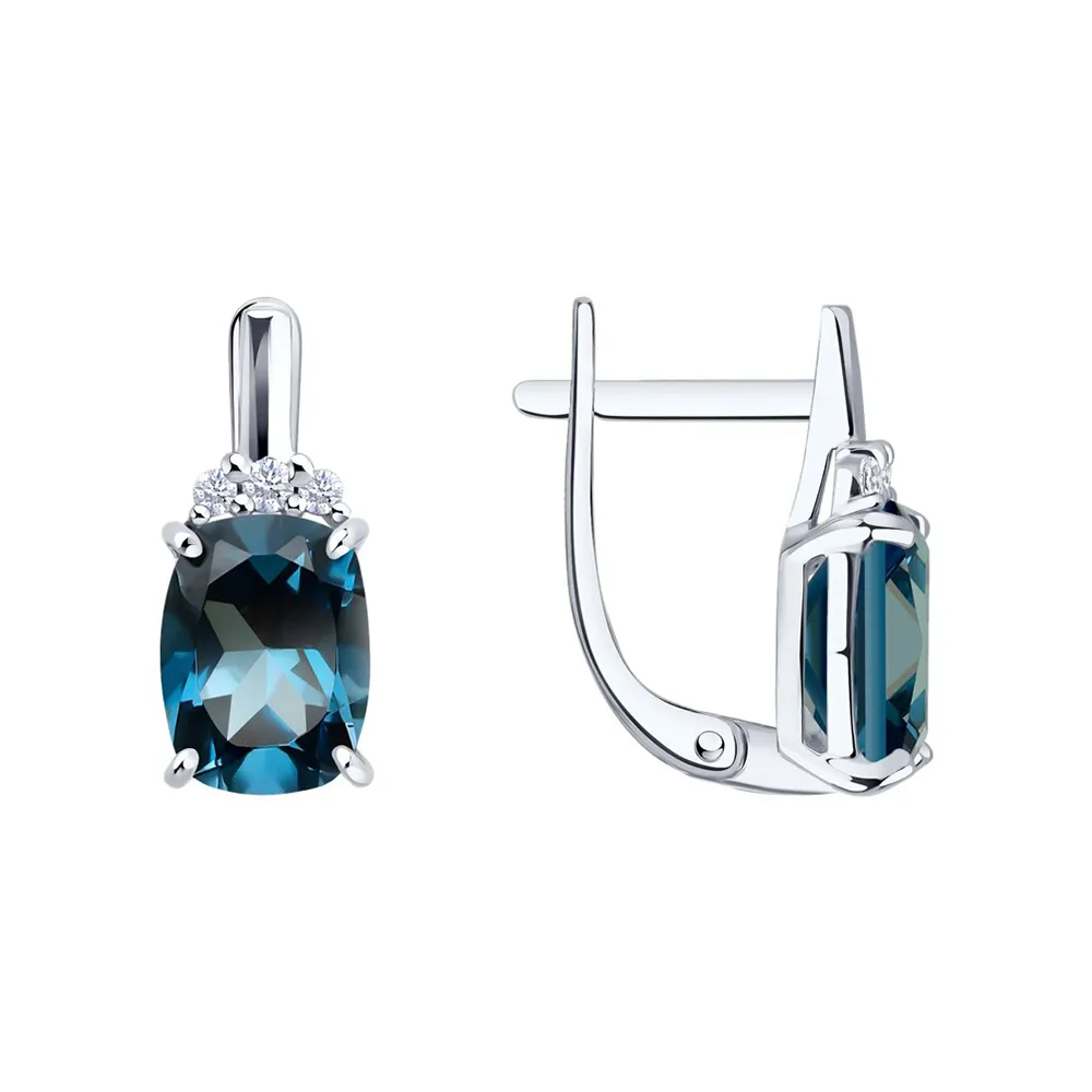 Cercei din aur alb cu Cubic Zirconia Incolor, Topaz London