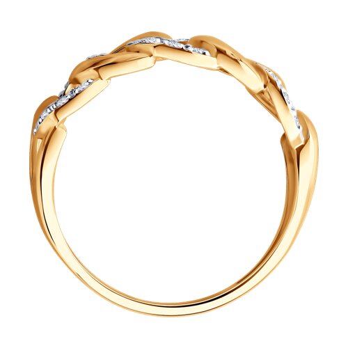 Кольцо из красного золота с камнями Фианит