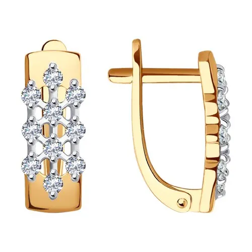 Cercei din aur roșu cu Cubic Zirconia Incolor