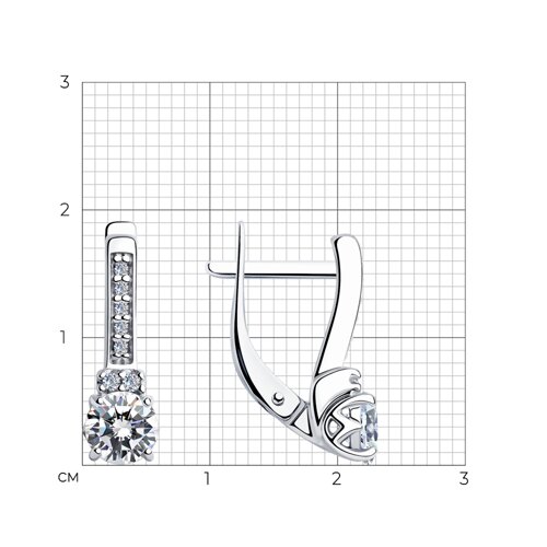 Серьги из серебра с камнями Фианит