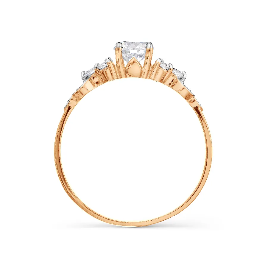 Inel din aur roșu cu Cubic Zirconia Incolor