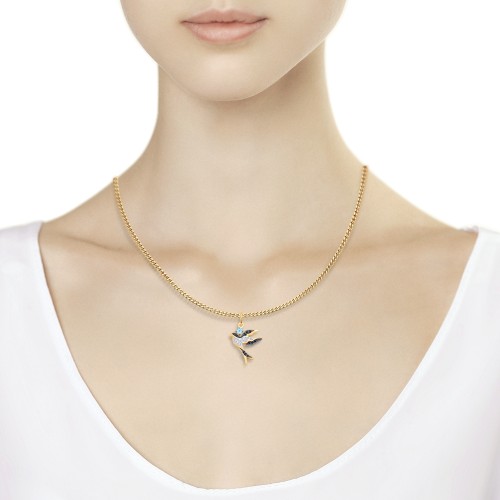 Pandantiv din aur roșu cu pietre Cubic Zirconia Incolor, Cubic Zirconia Negru și Topaz