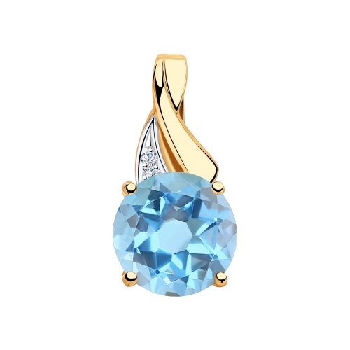 Pandantiv din aur roșu cu pietre Cubic Zirconia Incolor, Topaz Swiss