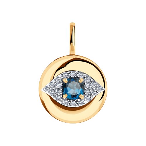 Pandantiv din aur roșu cu pietre Cubic zirconia, Topaz London