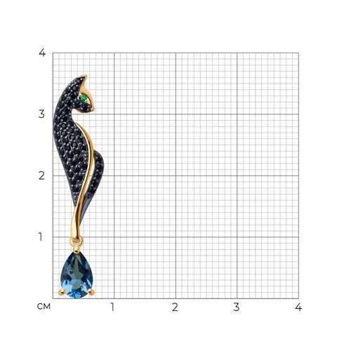 Pandantiv din aur roșu cu pietre Cubic Zirconia Verde, Cubic Zirconia Negru și Topaz London