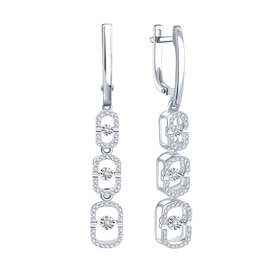Cercei Suspendați din aur alb cu pietre Diamant