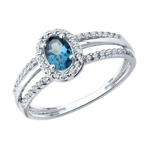 Inel din aur alb cu Cubic Zirconia Incolor, Topaz London