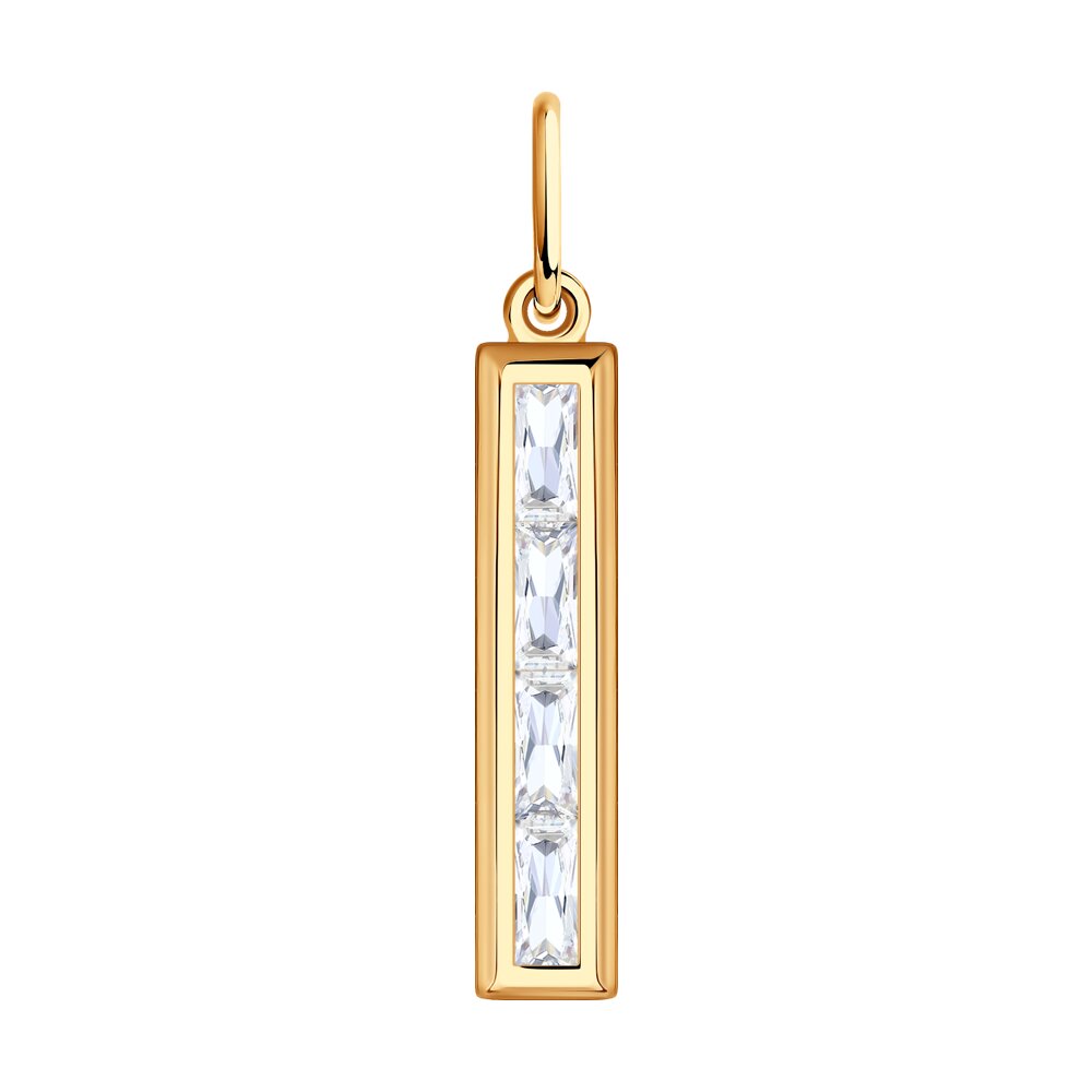 Pandantiv din aur roșu cu pietre Cubic Zirconia Incolor