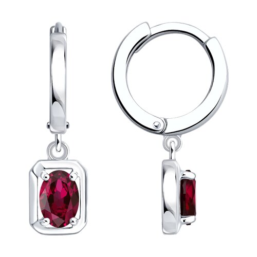 Серьги Конго из серебра с камнями Рубин