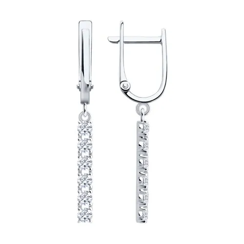 Cercei Suspendați din aur alb cu Cubic Zirconia Incolor