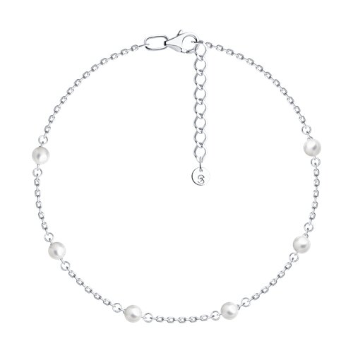 Браслет из серебра с камнями Жемчуг имит.