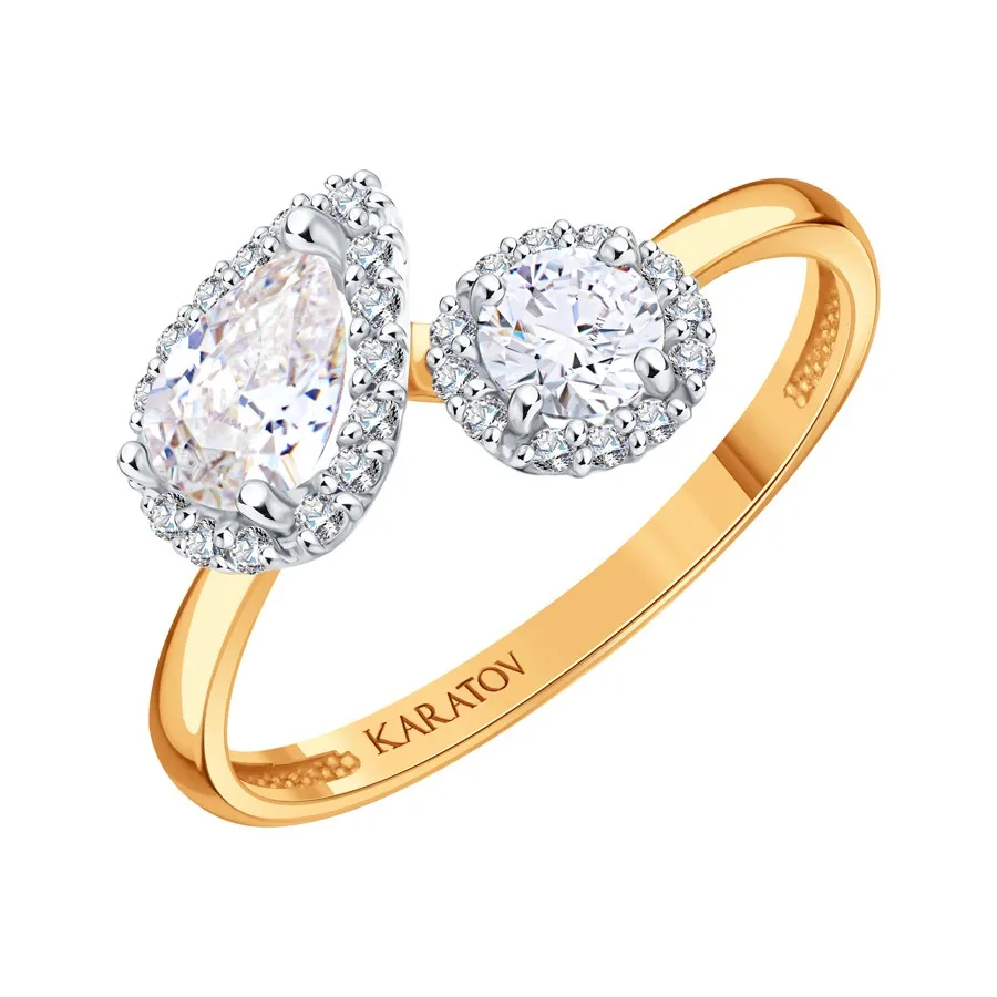 Inel din aur roșu cu Cubic Zirconia Incolor