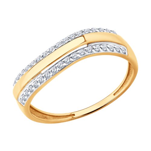 Inel din aur roșu cu pietre Cubic Zirconia Incolor