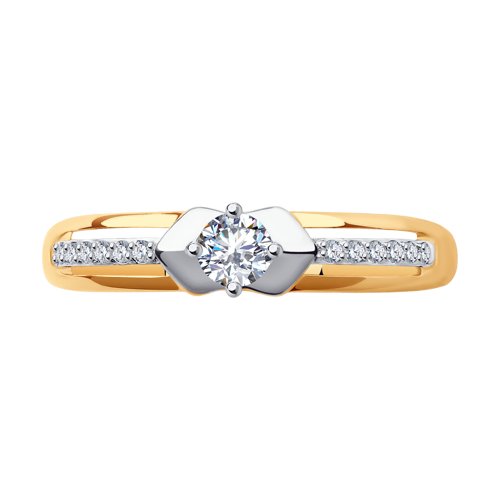 Inel din aur roșu cu pietre Cubic Zirconia Incolor