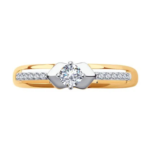 Inel din aur roșu cu Cubic Zirconia Incolor