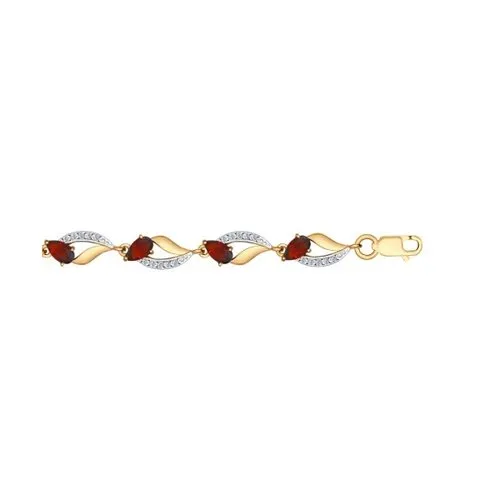 Brățară din aur roșu cu Cubic Zirconia Incolor, Granat