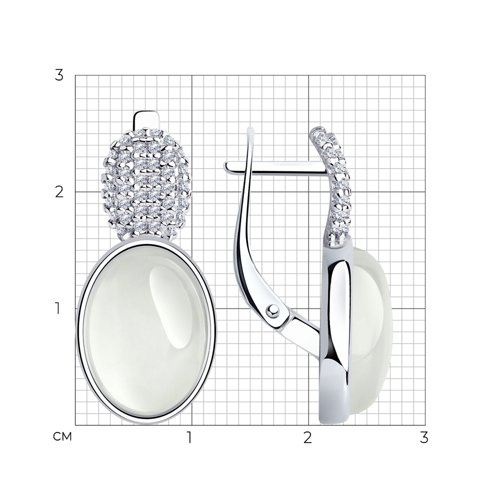 Cercei din argint  cu pietre Cubic zirconia, Piatra Lunii