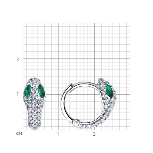 Cercei Creole din argint  cu pietre Cubic Zirconia Incolor, Cubic Zirconia Verde