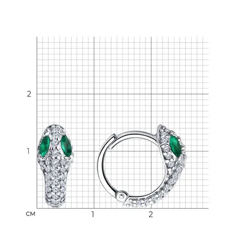 Cercei Creole din argint cu Cubic Zirconia Incolor, Cubic Zirconia Verde