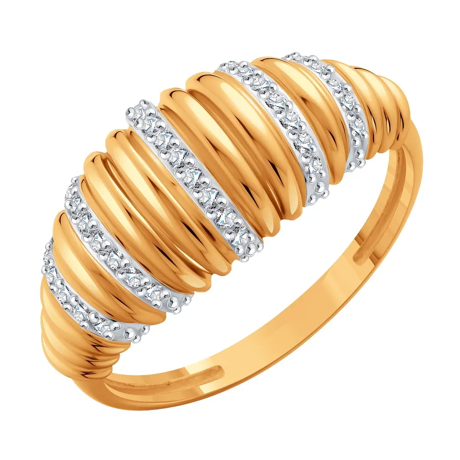 Inel din aur roșu cu Cubic Zirconia Incolor